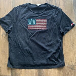 St John beaded American flag navy tee